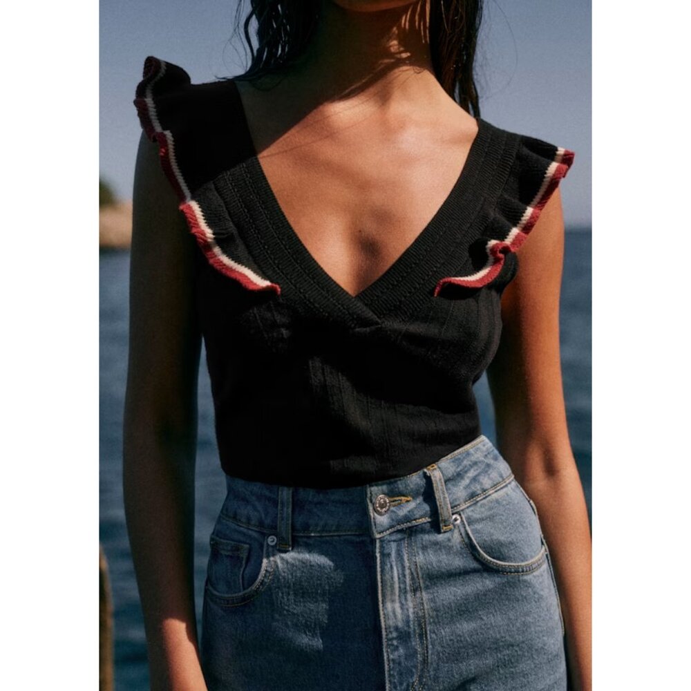 Sezane Erika Top in Black - Size M